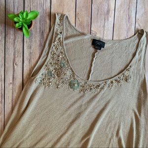 Deletta Beaded Shark Bite Tank Sz. M